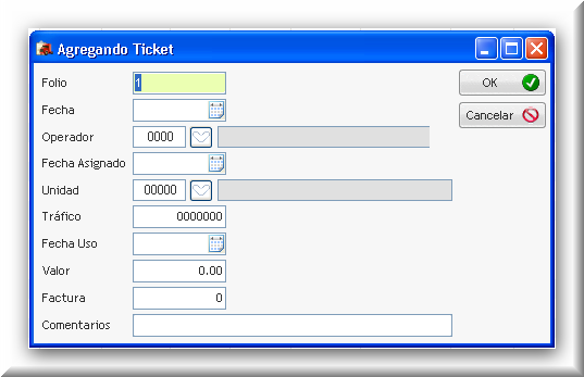 Plantilla de Captura de Ticket